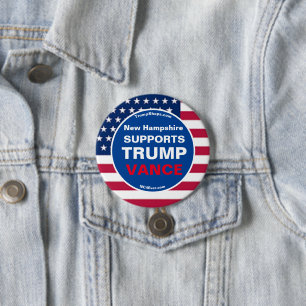 New Hampshire STEUNT TRUMP VANCE Ronde Button 7,6 Cm