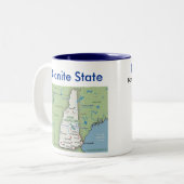 New Hampshire Symbols & Map Tweekleurige Koffiemok (Voorkant links)