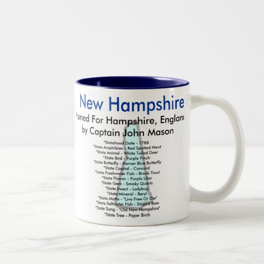 New Hampshire Symbols & Map Tweekleurige Koffiemok (Rechts)