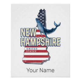 New Hampshire Verenigde Staten Retro State Kaart Perfect Poster
