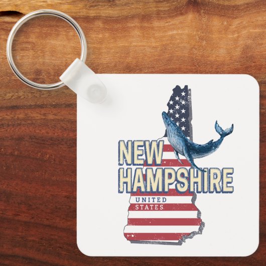 New Hampshire Verenigde Staten Retro State Kaart Sleutelhanger (Voorkant)