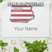 New Hampshire Verenigde Staten Retro State Kaart Theedoek (Gevouwen)