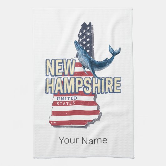 New Hampshire Verenigde Staten Retro State Kaart Theedoek (Verticaal)
