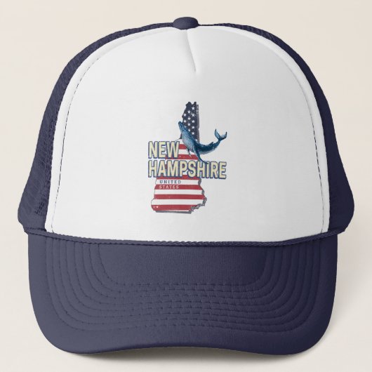 New Hampshire Verenigde Staten Retro State Kaart Trucker Pet (Voorkant)