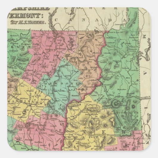 New Hampshire & Vermont 2 Vierkante Sticker (Voorkant)
