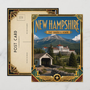 New Hampshire Vintage Art Deco Gouden Tijdperk Briefkaart