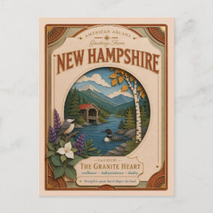 New Hampshire Vintage Paper Cut American Arcana Briefkaart