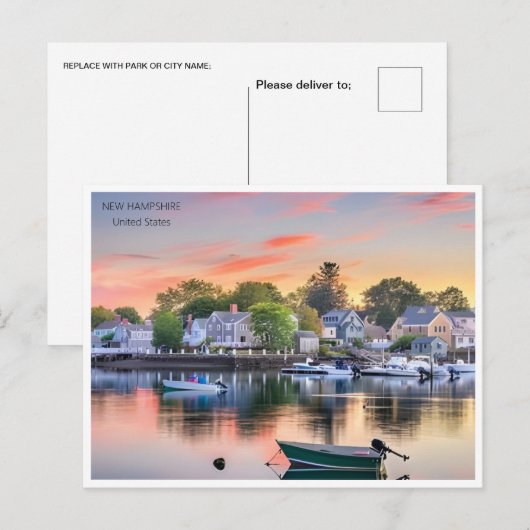 New Hampshire Vintage Reizen Amerika Briefkaart (Voorkant / Achterkant)