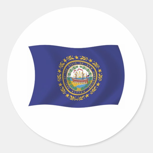 New Hampshire Vlagsticker Ronde Sticker (Voorkant)