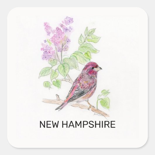 New Hampshire vogelbloem Vierkante Sticker (Voorkant)
