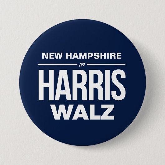 New Hampshire voor Harris Walz Ronde Button 7,6 Cm (Voorkant)