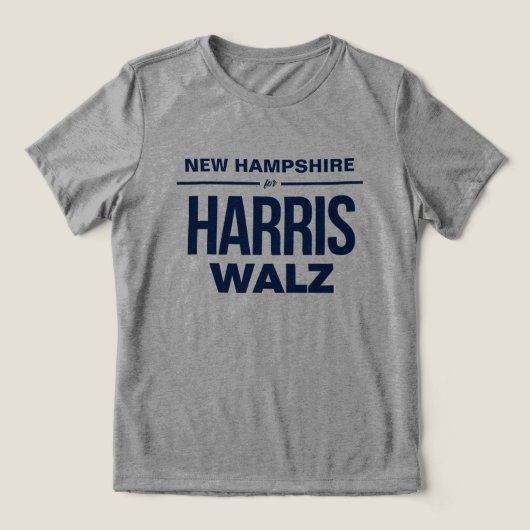 New Hampshire voor Harris Walz Tri-Blend Shirt (Design voorkant)
