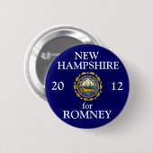 New Hampshire voor Romney 2012 Ronde Button 5,7 Cm (Voorkant /achterkant)