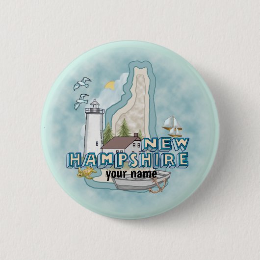 New Hampshire Vuurtoren speld Ronde Button 5,7 Cm (Voorkant)