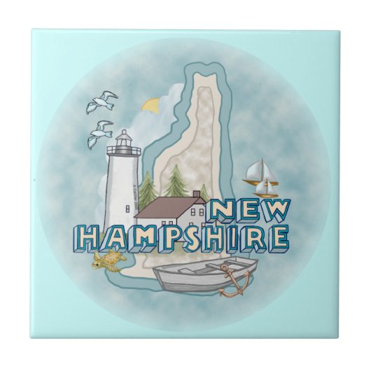 New Hampshire vuurtoren Tegeltje (Voorkant)