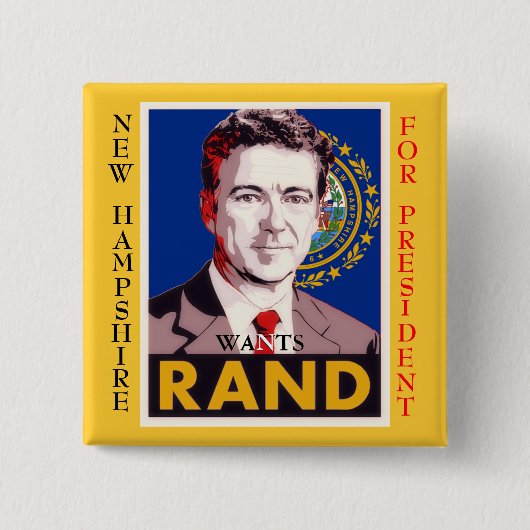 New Hampshire Wants Rand (Paul) Vierkante Button 5,1 Cm (Voorkant)