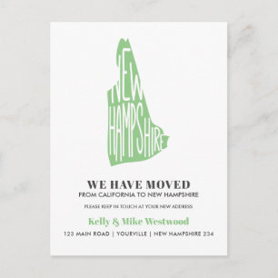 NEW HAMPSHIRE We hebben verhuisd Nieuw adres Nieuw Briefkaart