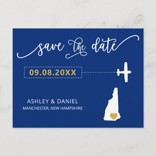 New Hampshire Wedding Save the Date Map Briefkaart (Voorkant)