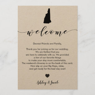 New Hampshire Wedding Welcome Letter & Itinerary Programmakaart