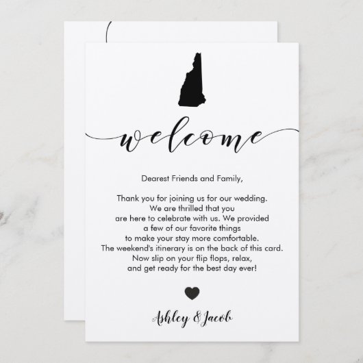 New Hampshire Wedding Welcome Letter & Itinerary Programmakaart (Voorkant / Achterkant)