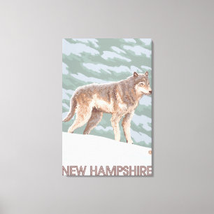 New Hampshire Wolf Scene Canvas Afdruk