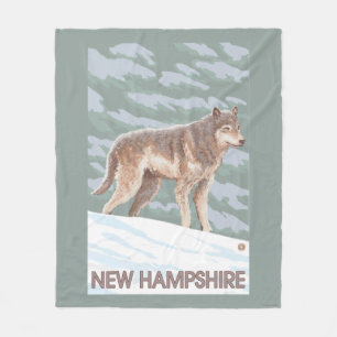 New Hampshire Wolf Scene Fleece Deken