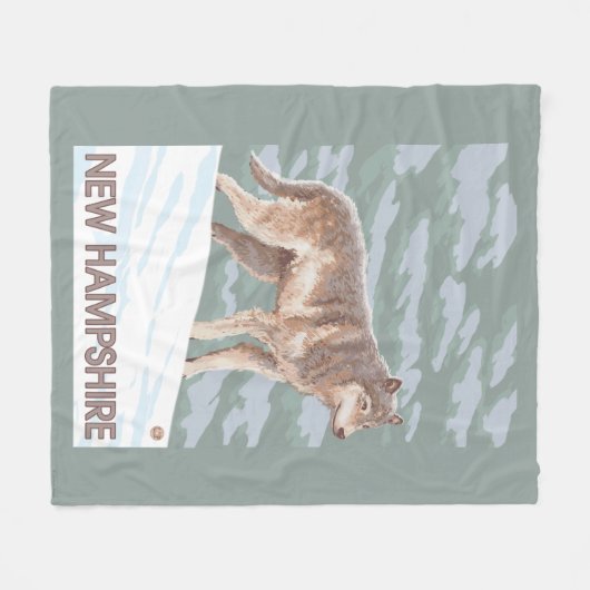 New Hampshire Wolf Scene Fleece Deken (Voorkant (Horizontaal))