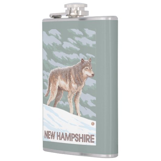 New Hampshire Wolf Scene Heupfles (Links)