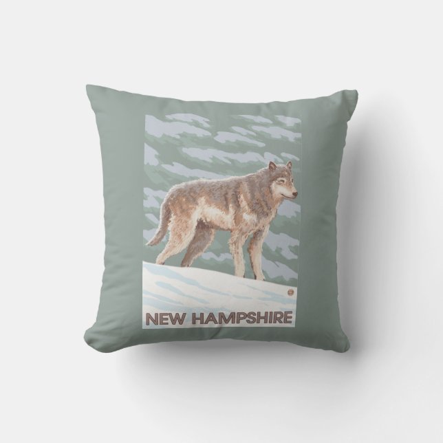 New Hampshire Wolf Scene Kussen (Voorkant)