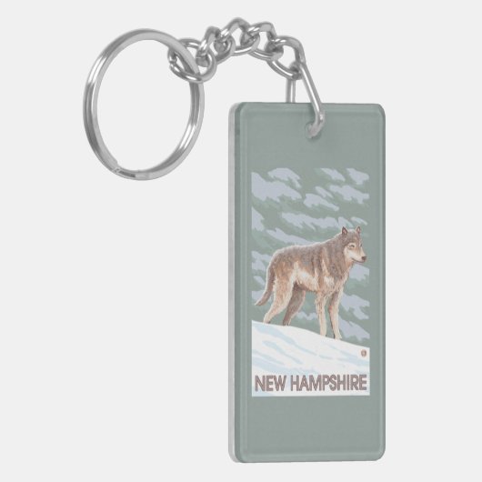 New Hampshire Wolf Scene Sleutelhanger (Voorkant Links)