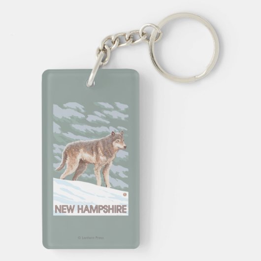 New Hampshire Wolf Scene Sleutelhanger (achterkant)
