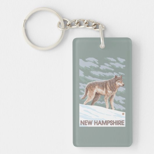 New Hampshire Wolf Scene Sleutelhanger (Voorkant)