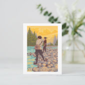 New Hampshire Women Fly Fishing Scene Briefkaart (Staand voorkant)