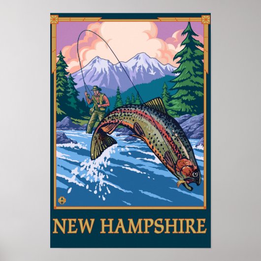 New HampshireAngler Fisherman Scene Poster (Voorkant)