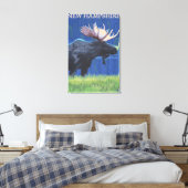 New HampshireMoose in de Moonlight Canvas Afdruk (Insitu (Slaapkamer))
