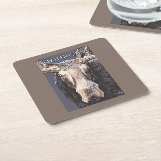 New HampshireMoose Up Close Kartonnen Onderzetters (Schuin)