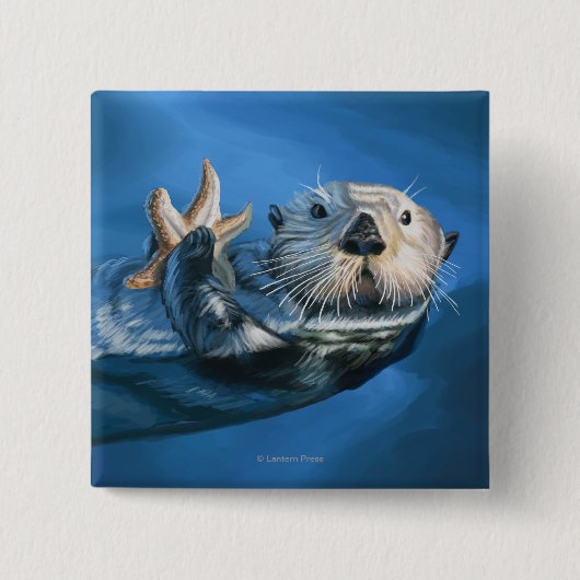 New HampshireSea Otter Scene Vierkante Button 5,1 Cm (Voorkant)