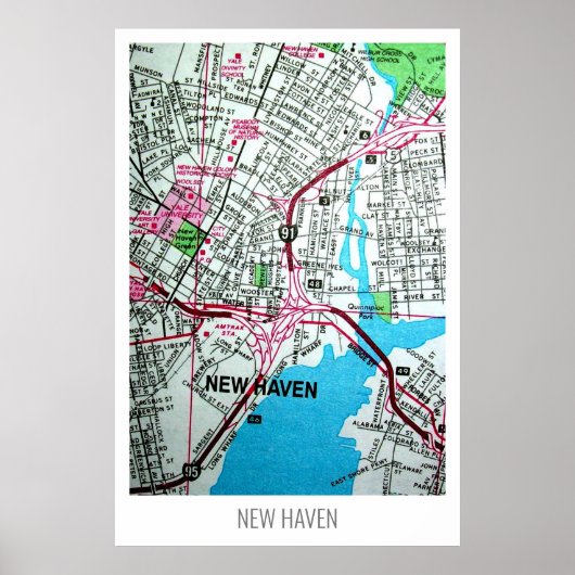 New Haven, Connecticut, map VS Poster (Voorkant)