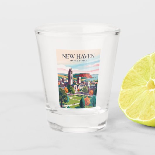 New Haven Connecticut Shot Glas (Voorkant)