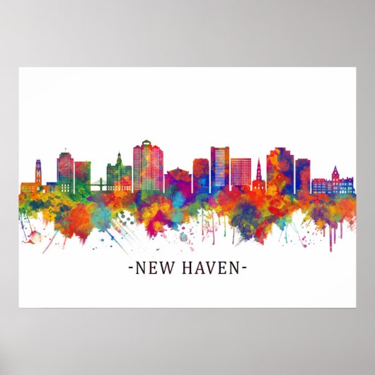 New Haven Connecticut Skyline Poster (Voorkant)