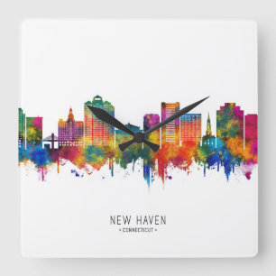 New Haven Connecticut Skyline Vierkante Klok