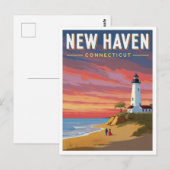 New Haven Connecticut Vuurtoren Zonsondergang Briefkaart (Voorkant / Achterkant)