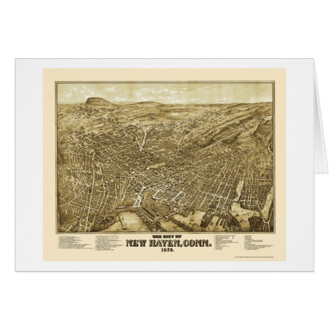 New Haven, CT Panoramic Map - 1879 (Voorkant Horizontaal)