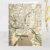 New Haven, CT Vintage Kaart (Gele Bloem)