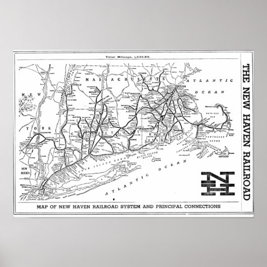 New Haven Railroad 1956 Map Poster (Voorkant)