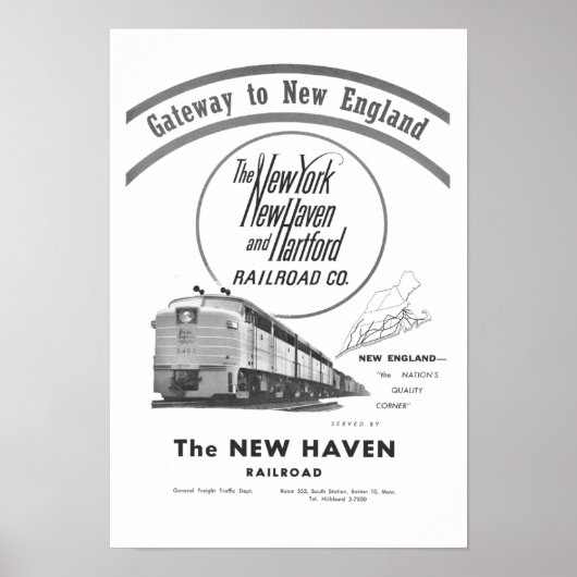 New Haven Railroad-Gateway to New England 1950 Poster (Voorkant)
