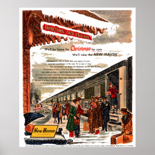New Haven Railroad Kerstmis 1947 Poster