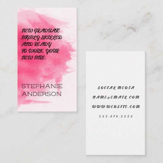 New Hire | Waterverf Textuur Visitekaartje (Voorkant / Achterkant)