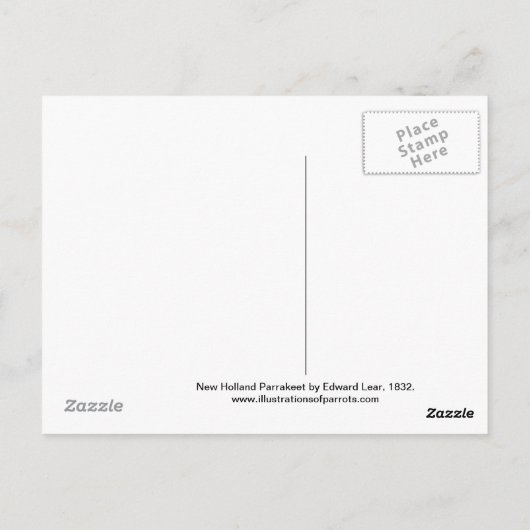 New Holland Parrakeet door Edward Lear Briefkaart (Achterkant)