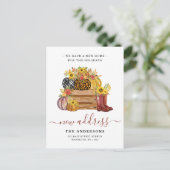 New Home Address Floral Pumpkins Sunflower Moving Aankondigingskaart (Staand voorkant)